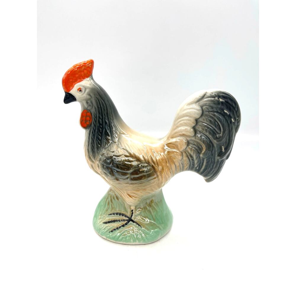 Vintage Lusterware Ceramic Rooster Figurine Made in Brazil 6.5"